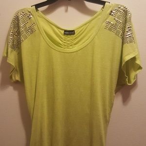 *** SOLD *** Neon and silver studded shirt